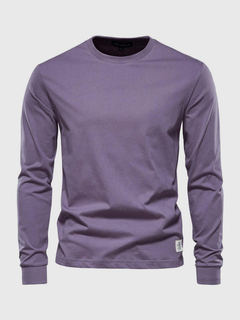 Men&#39;s Long Sleeve Cotton Shirt With Round Neck And Pockets