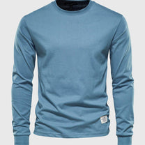 Men&#39;s Long Sleeve Cotton Shirt With Round Neck And Pockets