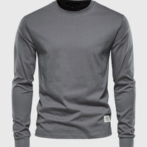 Men&#39;s Long Sleeve Cotton Shirt With Round Neck And Pockets