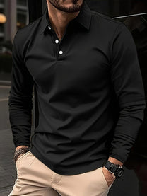 Men&#39;s Long Sleeve Polo Shirt With Classic Collar