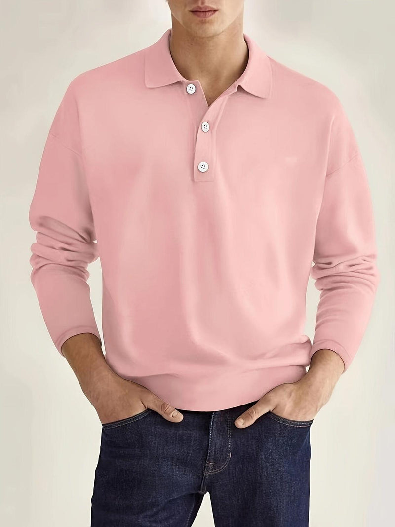 Men&#39;s Long Sleeve Polo Shirt With Classic Collar