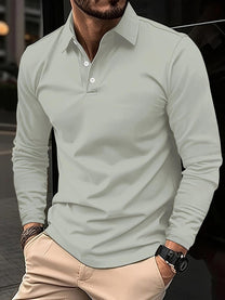 Men&#39;s Long Sleeve Polo Shirt With Classic Collar