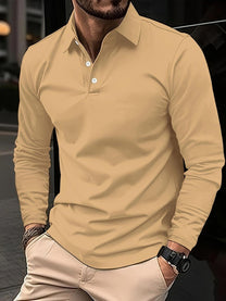Men&#39;s Long Sleeve Polo Shirt With Classic Collar
