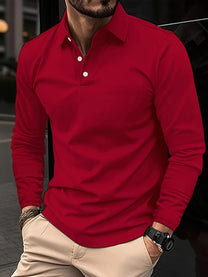 Men&#39;s Long Sleeve Polo Shirt With Classic Collar