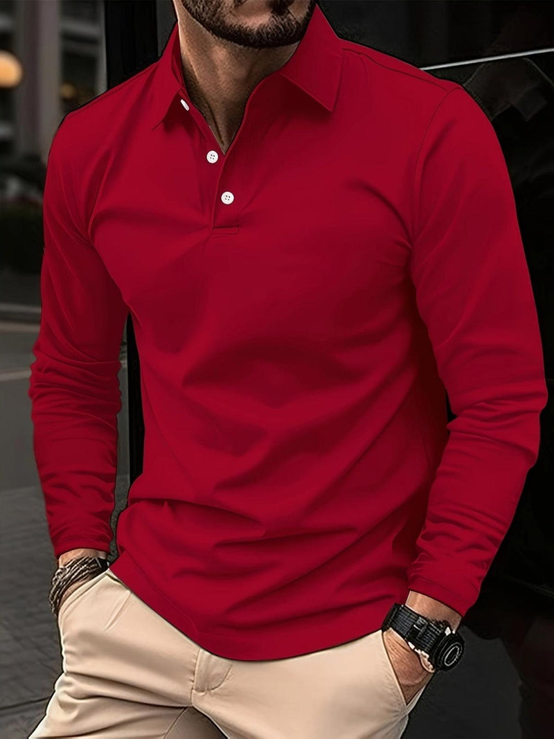 Men&#39;s Long Sleeve Polo Shirt With Classic Collar