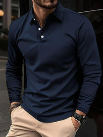 Men&#39;s Long Sleeve Polo Shirt With Classic Collar