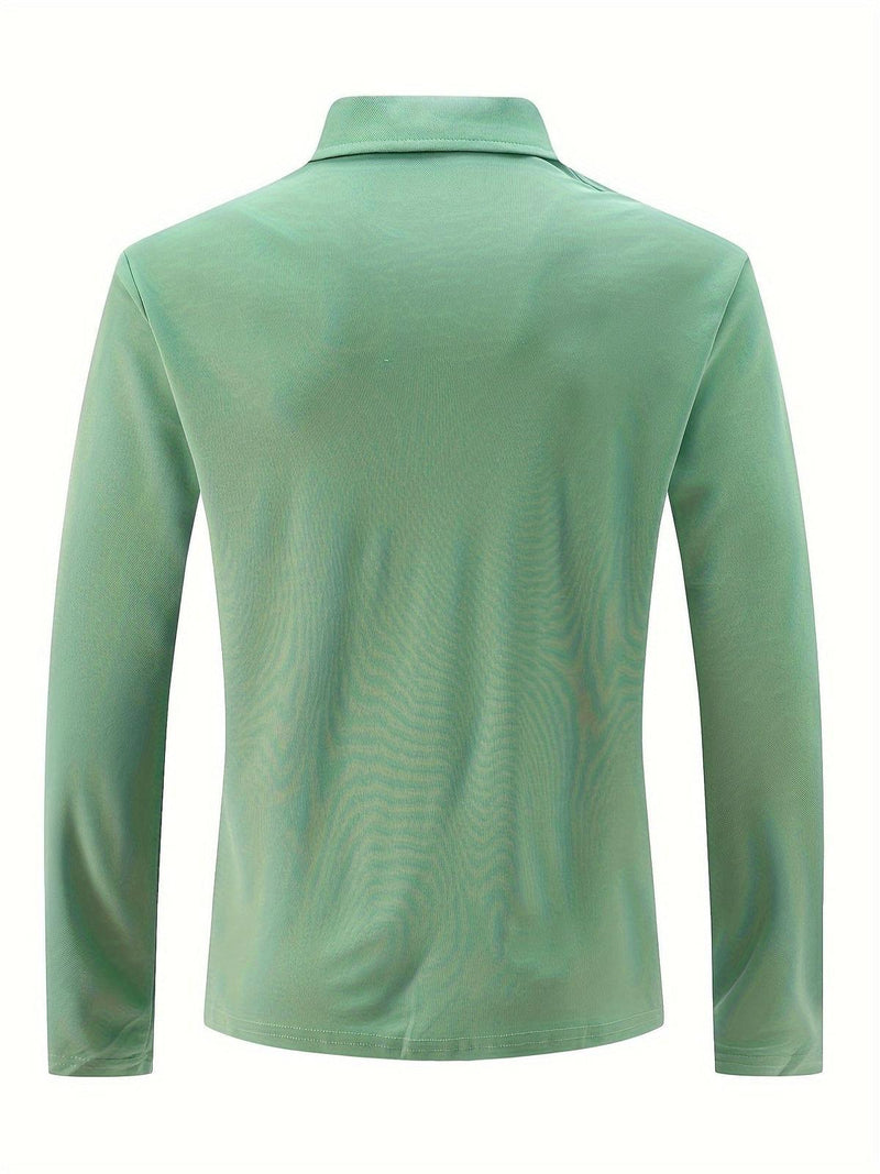 Men&#39;s Long Sleeve Polo Shirt With Classic Collar