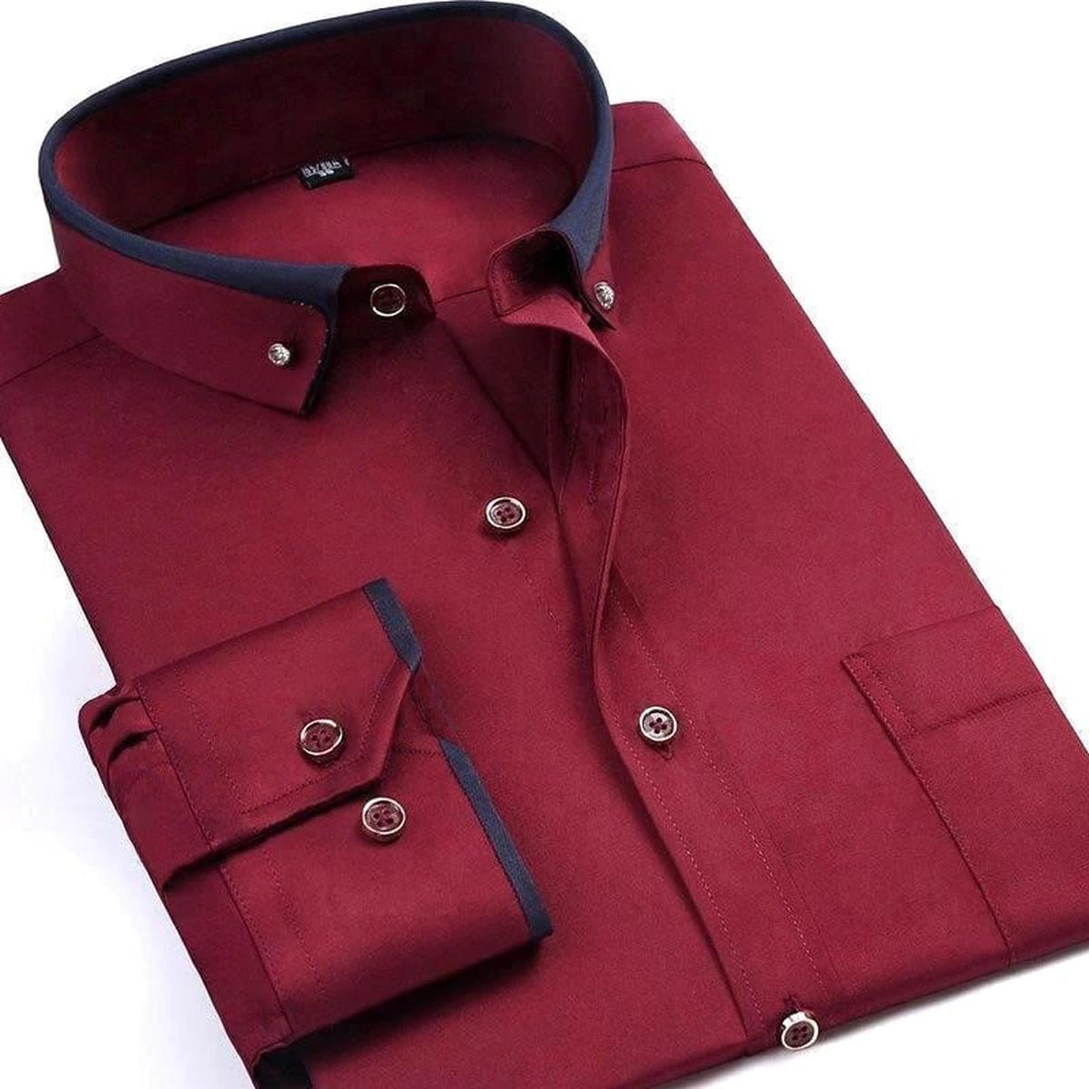 Men&#39;s Long-Sleeve Shirt With Turned-Down Collar