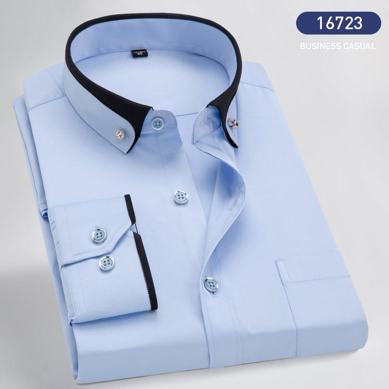 Men&#39;s Long-Sleeve Shirt With Turned-Down Collar