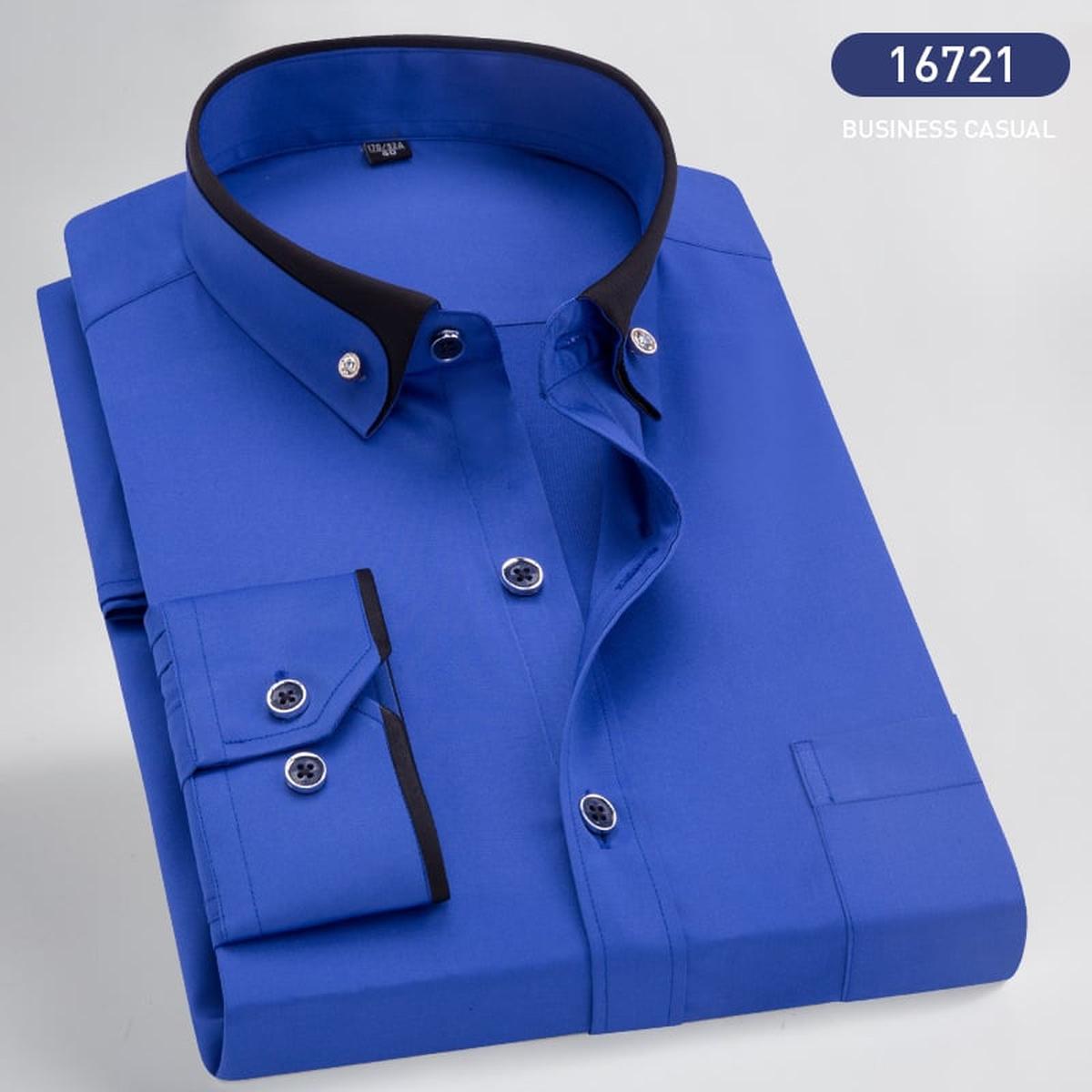 Men&#39;s Long-Sleeve Shirt With Turned-Down Collar