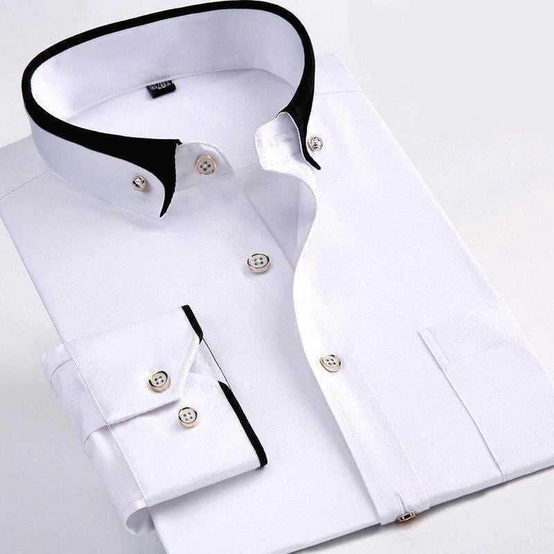 Men&#39;s Long-Sleeve Shirt With Turned-Down Collar