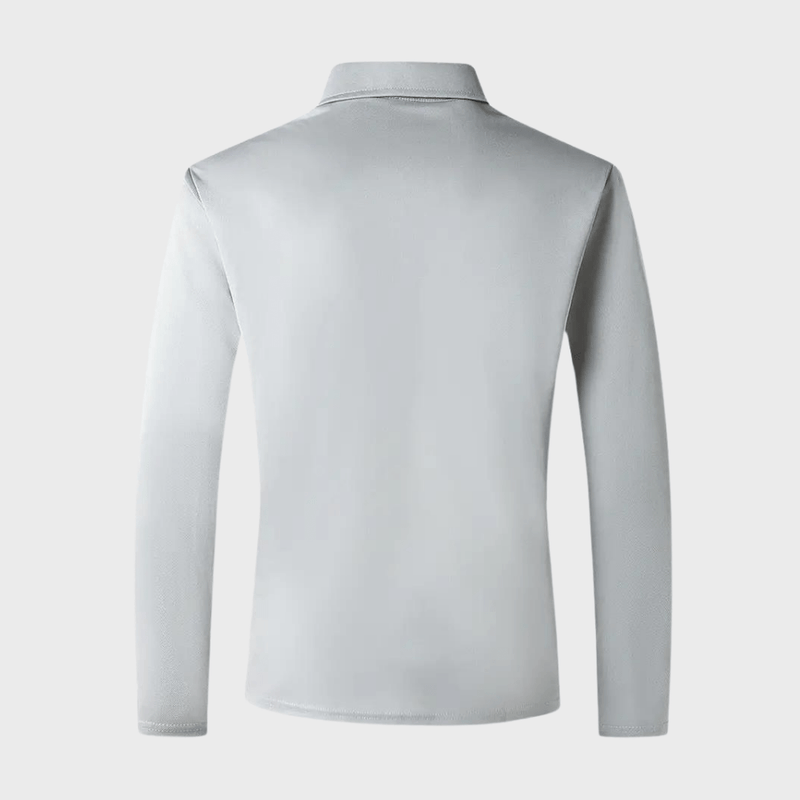 Men&#39;s Long-Sleeve T-Shirt With Checkered Collar And Pocket