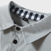 Men&#39;s Long-Sleeve T-Shirt With Checkered Collar And Pocket