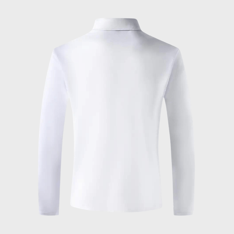 Men&#39;s Long-Sleeve T-Shirt With Checkered Collar And Pocket