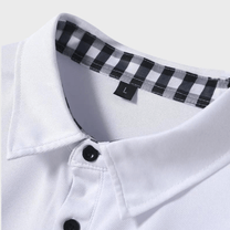 Men&#39;s Long-Sleeve T-Shirt With Checkered Collar And Pocket