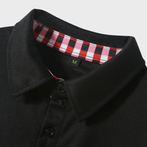 Men&#39;s Long-Sleeve T-Shirt With Checkered Collar And Pocket