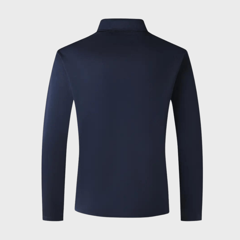Men&#39;s Long-Sleeve T-Shirt With Checkered Collar And Pocket