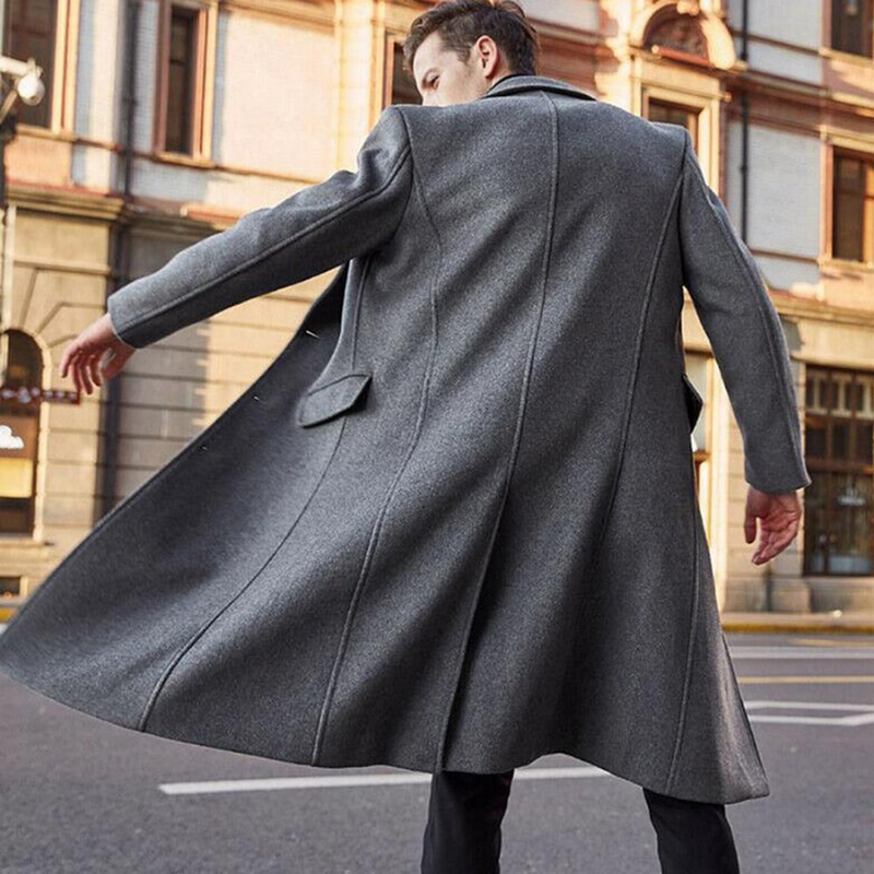 Men&#39;s Long Wool Coat for Autumn and Winter
