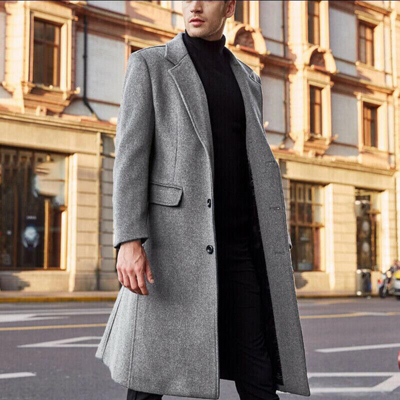 Men&#39;s Long Wool Coat for Autumn and Winter
