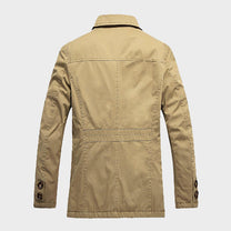 Men&#39;s Mid-Length Fleece-Lined Jacket With Flap Pockets