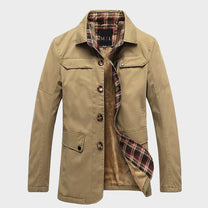 Men&#39;s Mid-Length Fleece-Lined Jacket With Flap Pockets