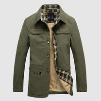 Men&#39;s Mid-Length Fleece-Lined Jacket With Flap Pockets