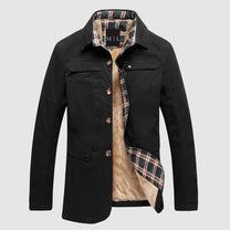 Men&#39;s Mid-Length Fleece-Lined Jacket With Flap Pockets