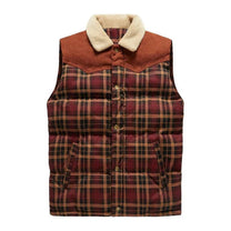 Men&#39;s Outdoor Bodywarmer Gilet With Check Pattern And Stand-Up Collar