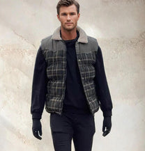 Men&#39;s Outdoor Bodywarmer Gilet With Check Pattern And Stand-Up Collar
