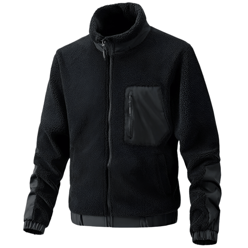 Men&#39;s Outdoor Fleece Jacket With Zipper And Reinforced Details