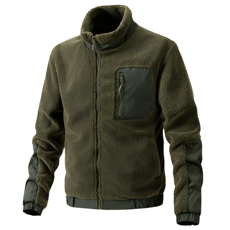 Men&#39;s Outdoor Fleece Jacket With Zipper And Reinforced Details