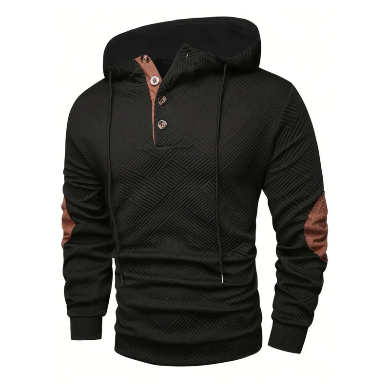 Men&#39;s Outdoor Hoodie With Comfort-Stretch And Half Button Placket