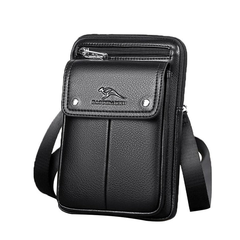 Men&#39;s PU Leather Crossbody Bag With Adjustable Strap - 2 For 1 Offer