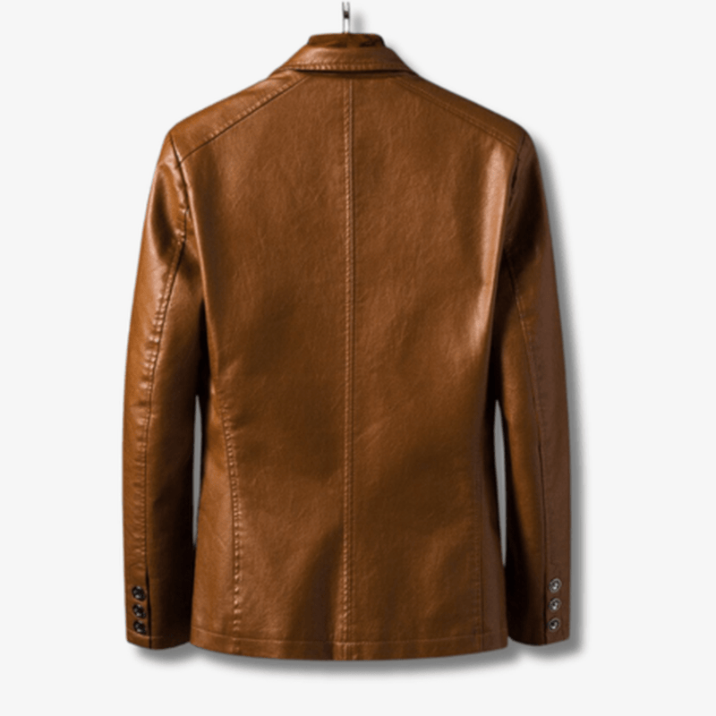 Men&#39;s PU Leather Stand Collar Jacket