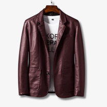 Men&#39;s PU Leather Stand Collar Jacket