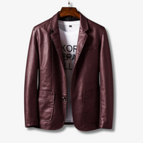 Men&#39;s PU Leather Stand Collar Jacket
