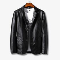 Men&#39;s PU Leather Stand Collar Jacket