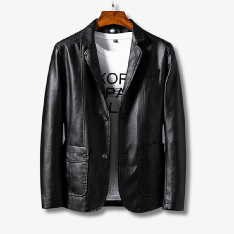 Men&#39;s PU Leather Stand Collar Jacket
