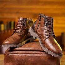 Men&#39;s PU Leather Zipper Dress Boots