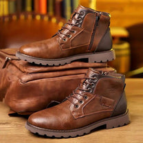 Men&#39;s PU Leather Zipper Dress Boots