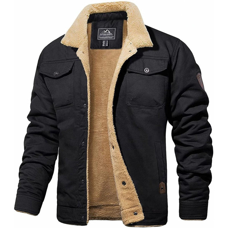 Men&#39;s Pilot Style Jacket With Faux-Fur Lining In Deep Olive Green