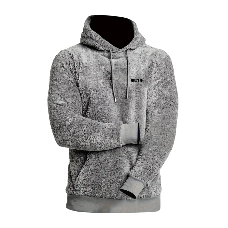Men&#39;s Plush Lined Hoodie With Adjustable Hood And Kangaroo Pocket