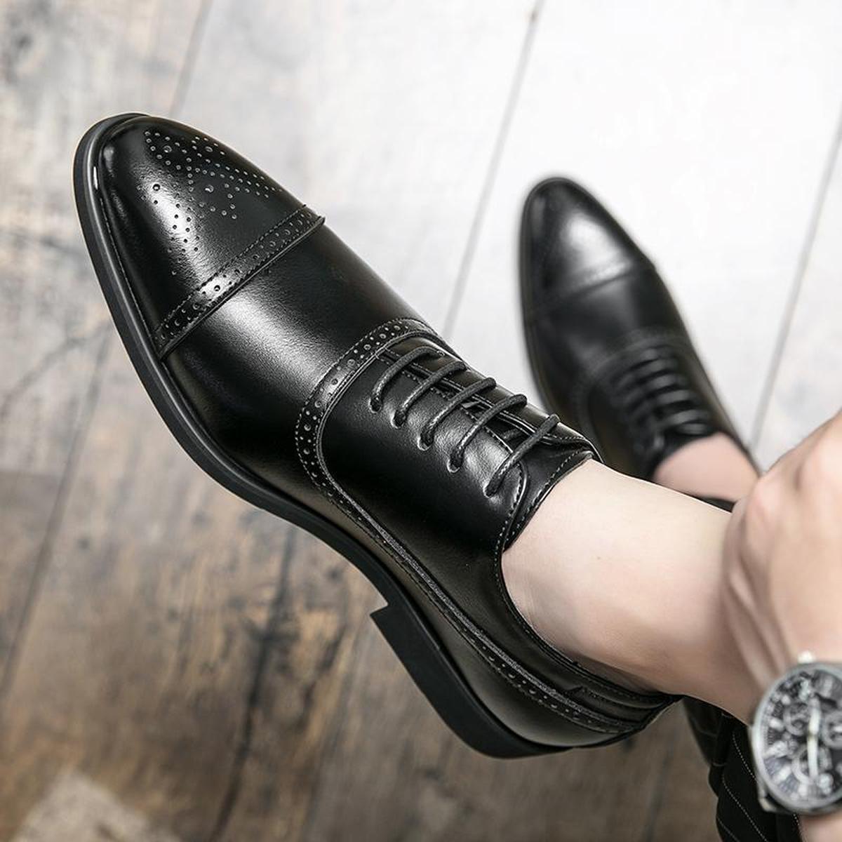 Men&#39;s Polished Leather Brogue Oxford Shoes