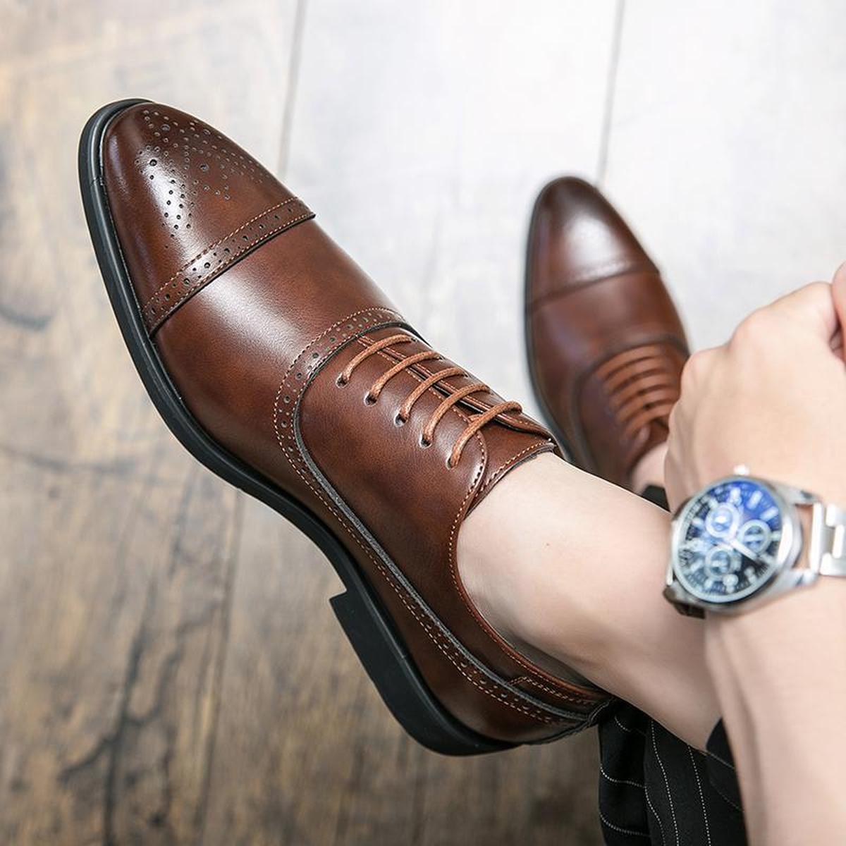 Men&#39;s Polished Leather Brogue Oxford Shoes