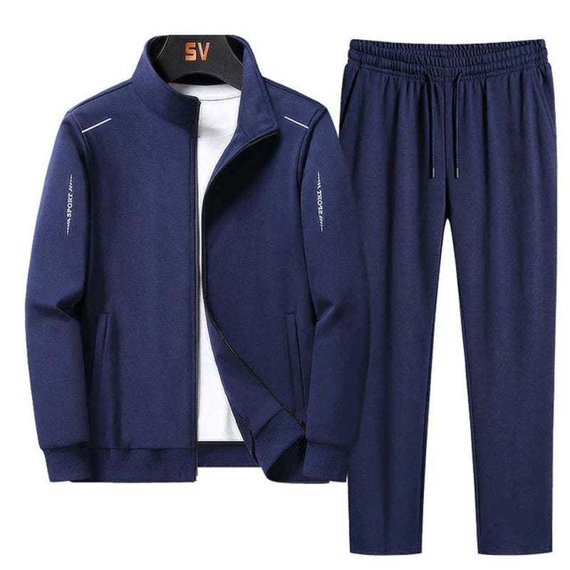 Men&#39;s Polyester Tracksuit With Zip Jacket And Elastic Waist Pants