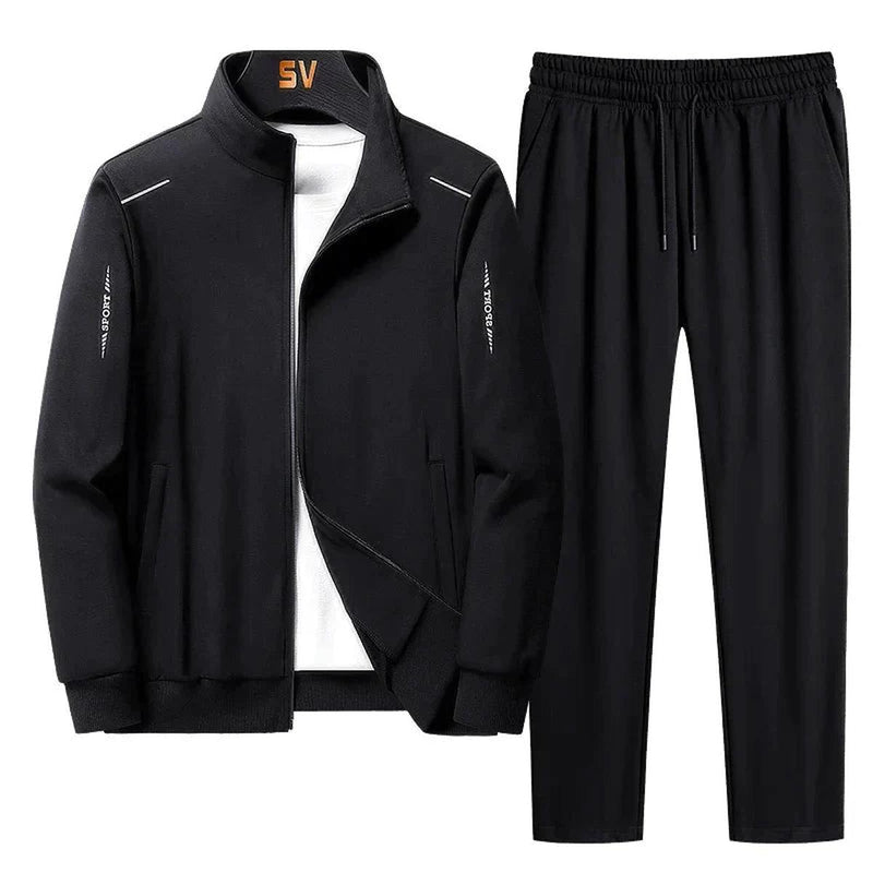 Men&#39;s Polyester Tracksuit With Zip Jacket And Elastic Waist Pants