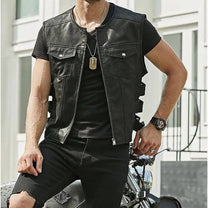 Men&#39;s Premium Leather Vest With Adjustable Fit