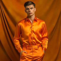 Men&#39;s Premium Silk Shiny Dress Shirt