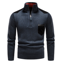 Men&#39;s Pullover With Edge-Zipper-Neck And Long Sleeves
