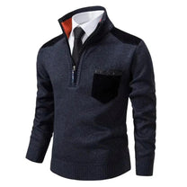 Men&#39;s Pullover With Edge-Zipper-Neck And Long Sleeves